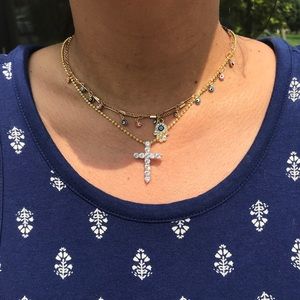 Lab Diamond CZ Cross Pendant Charm 925 Silver